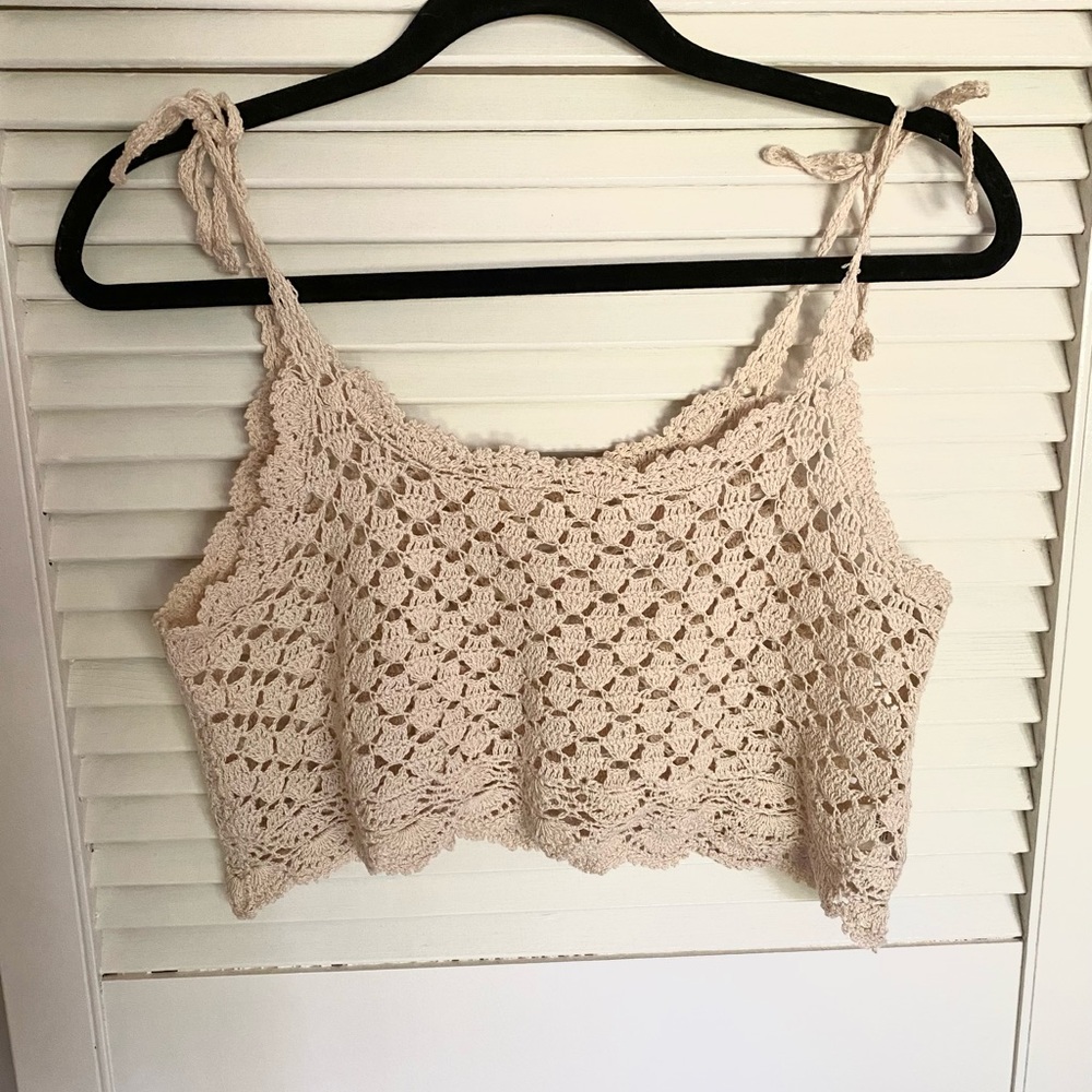 Billabong Crochet Crop Top with shoulder ties